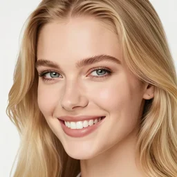 blonde model smiling close up portrait