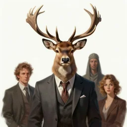 anthropomorphic deer wearing a suit, art by artgerm and greg rutkowski and magali villeneuve, d & d, fantasy, highly detailed, digital painting, trending on artstation, concept art, sharp focus, illustration