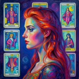 side portrait, imogen poots, paladin, gloomhaven, organic painting, hard edges, psychedelic, neon, tarot card layout, ripples, octane render, by elegant, highly detailed, luminescent oil painting, artstation, by picasso 8 k