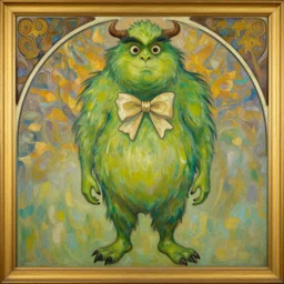 This is a monster, and its name is Greeny, oil painting without frame by Alphonse Mucha