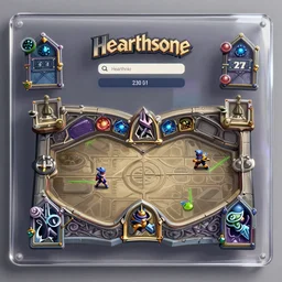 hearthstone play board, login screen board, play board artwork, transparent glass theme coloring, glass background
