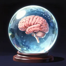 album cover of magical crystal ball with brain inside by akihiko yoshida
