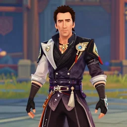 videogame screenshot of nick cage from genshin impact