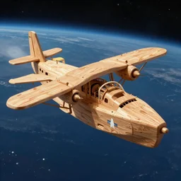 Wooden Native American Aircraft Carrier in Space, Concept Art