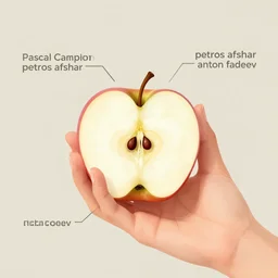 diagram of hand holding a split open apple showing seeds, limited neutral palette, by pascal campion, petros afshar, anton fadeev, dean ellis, randolph stanley hewton, beautiful graphic, propaganda poster art 1 9 7 0 s illustrated advertising art, painterly design