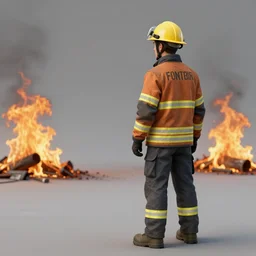 a man trying to put off fires, while new ones appear from behind. realistic, 8 k, artstation