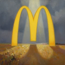 the field of strife, painting, winner, beams of light, striking, in the style of mcdonald's
