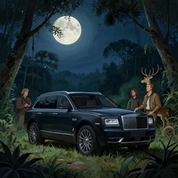 night grand beast on hunting grounds jungle fantasy illustration sharp focus moonlit vista starlight painted ruan jia raymond swanland lawrence alma tadema zdzislaw beksinski norman rockwell tom lovell alex malveda greg staples