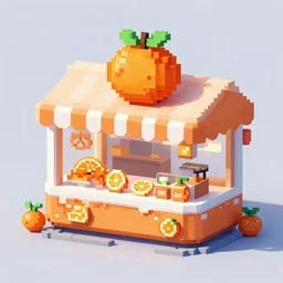 3 d pixel art of orang frozen food shop