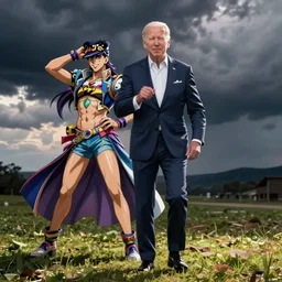 Joe Biden with a JoJo's Bizarre Adventure Stand, image