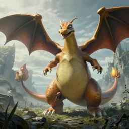 highly detailed elden ring portrait photo of a gnoll charizard in a scenic dystopian environment, hyperrealistic illustration by william didier - pouget and chris rahn