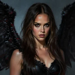jessica alba as dark angel, concept art, detailed face, fantasy, highly detailed, cinematic lighting, digital art painting by greg rutkowski