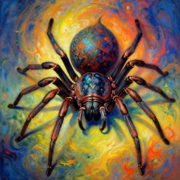 A psychedelic portrait of nereid fiendish giant spider , vibrant color scheme, highly detailed, in the style of romanticism, cinematic, artstation, Moebius, Greg rutkowski