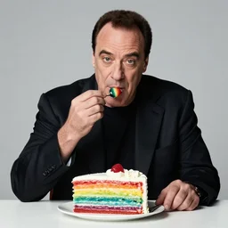 tony soprano eating a rainbow candy cake t