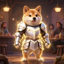 knight bones armor, anthropomorphic shiba inu, in tavern, stuning 3 d render, masterpiece, glowing aura, by tsutomu nihei, donato giancola and greg rutkowski and wayne barlow and zdzisław beksinski, realistic face