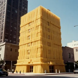 a building made of spaghetti in downtown los angeles, circa 1 9 2 5, canon 5 0 mm, cinematic lighting, photography, retro, film, kodachrome