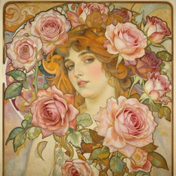 an intricate artistic painting of a beautiful pattern made of elegant roses with painterly motives and textures, hyper detailed, octane render, vivid colors, artstation, by jeremy mann, by alphonse mucha