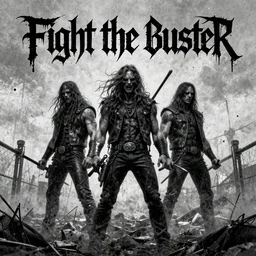 abstract heavy metal album cover art for a made up band called fight the butcher