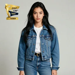 portrait of a girl from the 9 0 s wearing jean jacket and jean pants with long black hair, photo - realistic, award winning, hyper realistic
