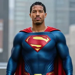 michael b jordan as superman. realistic. high detail.