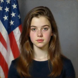 portrait of united states president teen mila kunis, 1 9 5 4, oil on canvas by william sidney mount, american exceptionalism