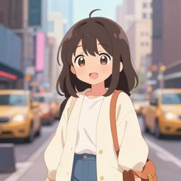 Cute anime girl goes to new york
