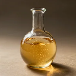 beautiful golden liquid in a translucent flask, hyper realistic, concept art