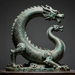 giant and intricate bronze sculpture of ouroboros, professional photography, dramatic