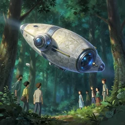 hovering spacecraft going through a forest, in marble incrusted of legends official fanart behance hd by jesper ejsing, by rhads, makoto shinkai and lois van baarle, ilya kuvshinov, rossdraws global illumination