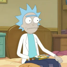 a cat in the style of rick sanchez from rick and morty