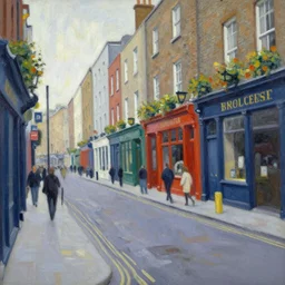a busy street in dublin, painted by edward hopper
