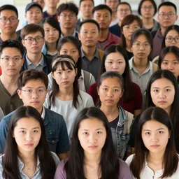 large group of people staring at the camera
