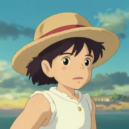 a wholesome animation key shot of a cute beach wearing a sunhat, studio ghibli, pixar and disney animation, sharp, rendered in unreal engine 5, anime key art by greg rutkowski, bloom, dramatic, dynamic lighting