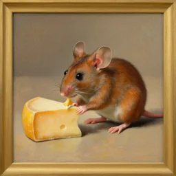 museum painting of mouse stealing cheese artwork