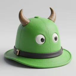 a green hat with a monster's head on it, hyperdetailed, artstation, cgsociety, 8 k