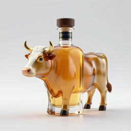 a luxury tequila bottle in the shape of a cow, 3 d render, ray tracing