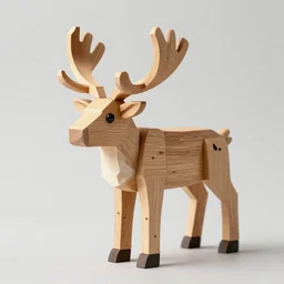 detailed swedish reindeer made from lowpoly wood