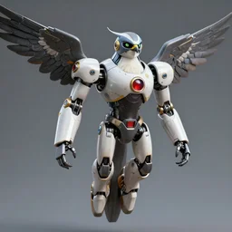 a peregrine falcon as the robot power ranger, digital photography, highly detailed