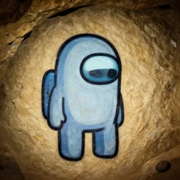 among us impostor videogame cave painting