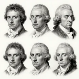 faces reference sheet of napoleon bonaparte by ashley wood and j. m. w. turner, speed painting, matte painting, monochrome