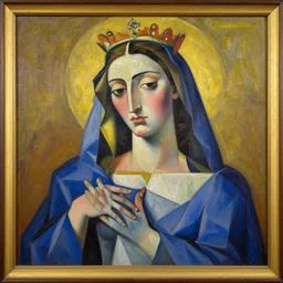 a beautiful painting madonna by picasso art deco realistic oil painting