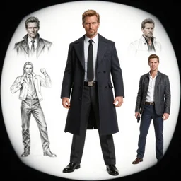 harvey dent, character sheet, concept design, contrast, hot toys, kim jung gi, greg rutkowski, zabrocki, karlkka, jayison devadas, trending on artstation, 8 k, ultra wide angle, pincushion lens effect