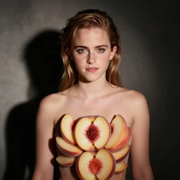 emma watson covered in sliced peaches