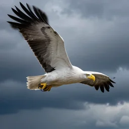 a wideangle colorchrome supersharp photo of a white - tailed eagle, 3 0 0 mm lens, stormy sky