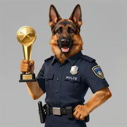 German Shepherd Police Officer, digital art, artstation, very detailed, award winning, Furry Art,