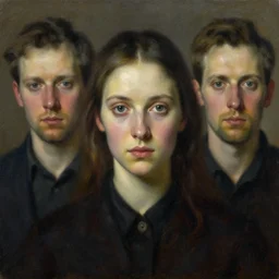 aelita, portrait in the center of the face, home care, mysterious, portrait of a character in oil on canvas by ann geddes, anton fadeev and tim doyle