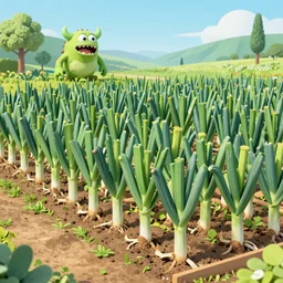 leek farm with many realistic monsters