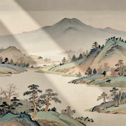 generative, detailed, Japanese traditional art elements, muted pastel colors,