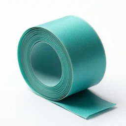 turquoise typewriter ribbon, high detail macro photography, isolated on a pure white background, centered, entire object in frame, sharp focus, soft studio lighting