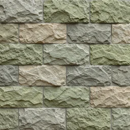 a painterly stylized stone cladding with moss texture